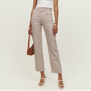 Reformation Cowboy Striped High Rise Straight Jeans